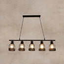 DecorBites™ Industrial Metal Bar Chandelier: Black Birdcage Island Lighting Fixture