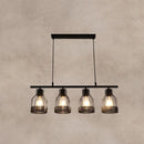 DecorBites™ Industrial Metal Bar Chandelier: Black Birdcage Island Lighting Fixture