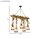 DecorBites™ Industrial Metal Caged Island Pendant Light with Rope Hanging Lamp - Brown