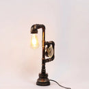 DecorBites™ Industrial Metal Nightstand Lamp - Pipe and Clock Bedroom Table Light with 1 Bronze Head