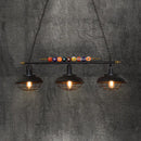 DecorBites™ Industrial Metal Wire Frame Island Light with Barn Shade - Black Finish, 2/3 Heads, Ideal for Billiard Room
