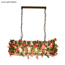 DecorBites™ Industrial Rectangular Brass LED Pendant Light with 4 Bulbs - Ideal for Bedroom