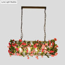 DecorBites™ Industrial Rectangular Brass LED Pendant Light with 4 Bulbs - Ideal for Bedroom