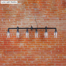 DecorBites™ Industrial Restaurant Island Ceiling Light - 6 Bulbs Suspended with Pipe and Beer Mug Glass Shade (Black)