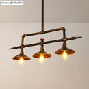 DecorBites™ Industrial Rust Iron Hanging Ceiling Lamp with Water Pipe Design & 3 Bell-Shaped Lights