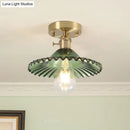 DecorBites™ Industrial Scalloped Ribbed Glass Semi Flush Mount Light - Clear/Green