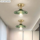 DecorBites™ Industrial Scalloped Ribbed Glass Semi Flush Mount Light - Clear/Green