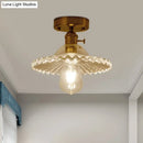 DecorBites™ Industrial Scalloped Ribbed Glass Semi Flush Mount Light - Clear/Green