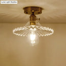 DecorBites™ Industrial Scalloped Ribbed Glass Semi Flush Mount Light - Clear/Green