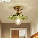 DecorBites™ Industrial Scalloped Ribbed Glass Semi Flush Mount Light - Clear/Green