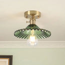 DecorBites™ Industrial Scalloped Ribbed Glass Semi Flush Mount Light - Clear/Green
