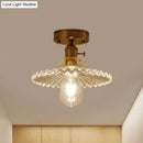 DecorBites™ Industrial Scalloped Ribbed Glass Semi Flush Mount Light - Clear/Green