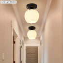 DecorBites™ Industrial Semi Flush Light - Black Opal Glass Bowl Lighting Fixture for Corridor