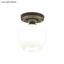 DecorBites™ Industrial Semi Flush Light - Black Opal Glass Bowl Lighting Fixture for Corridor