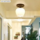 DecorBites™ Industrial Semi Flush Light - Black Opal Glass Bowl Lighting Fixture for Corridor