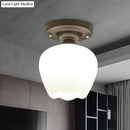 DecorBites™ Industrial Semi Flush Light - Black Opal Glass Bowl Lighting Fixture for Corridor
