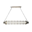 DecorBites™ Industrial Silver Metal Pendant Light with LED, Clear Glass Shade - Cylindrical Wire Cage Design