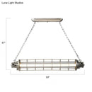 DecorBites™ Industrial Silver Metal Pendant Light with LED, Clear Glass Shade - Cylindrical Wire Cage Design