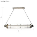 DecorBites™ Industrial Silver Metal Pendant Light with LED, Clear Glass Shade - Cylindrical Wire Cage Design