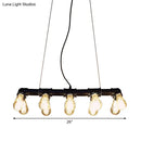 DecorBites™ Industrial Style Black Iron Pendant Lamp with Linear Piping - 3/5/10-Head Hanging Light for Island