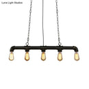 DecorBites™ Industrial Style Black Iron Pendant Lamp with Linear Piping - 3/5/10-Head Hanging Light for Island