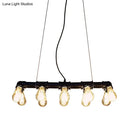 DecorBites™ Industrial Style Black Iron Pendant Lamp with Linear Piping - 3/5/10-Head Hanging Light for Island