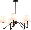 Decorbites industrial style black metal chandelier with white shades living room