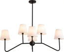 Decorbites industrial style black metal chandelier with white shades living room
