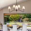 Decorbites industrial style black metal chandelier with white shades living room