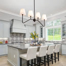 Decorbites industrial style black metal chandelier with white shades living room