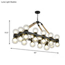 DecorBites™ Industrial-Style Black Molecular Chandelier with 24 Clear Glass Lights for Dining Room or Island Ceiling