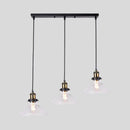 DecorBites™ Industrial Style Brass Pendant Light Kit with 3-Light Round/Barn/Admix Design, Clear Glass Hanging Lamps