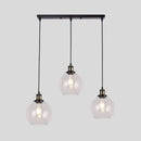 DecorBites™ Industrial Style Brass Pendant Light Kit with 3-Light Round/Barn/Admix Design, Clear Glass Hanging Lamps