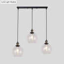 DecorBites™ Industrial Style Brass Pendant Light Kit with 3-Light Round/Barn/Admix Design, Clear Glass Hanging Lamps