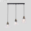 DecorBites™ Industrial Style Brass Pendant Light Kit with 3-Light Round/Barn/Admix Design, Clear Glass Hanging Lamps
