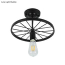 DecorBites™ Industrial Style Metal Semi Flush Ceiling Light with Black Finish - Bare Bulb Restaurant Fixture