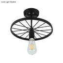DecorBites™ Industrial Style Metal Semi Flush Ceiling Light with Black Finish - Bare Bulb Restaurant Fixture