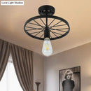 DecorBites™ Industrial Style Metal Semi Flush Ceiling Light with Black Finish - Bare Bulb Restaurant Fixture