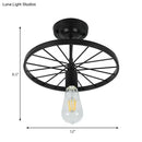 DecorBites™ Industrial Style Metal Semi Flush Ceiling Light with Black Finish - Bare Bulb Restaurant Fixture