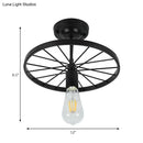 DecorBites™ Industrial Style Metal Semi Flush Ceiling Light with Black Finish - Bare Bulb Restaurant Fixture