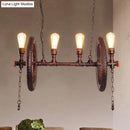 DecorBites™ Industrial Weathered Copper Wheel 4-Bulb Hanging Light Kit for Dining Room Island