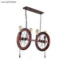 DecorBites™ Industrial Weathered Copper Wheel 4-Bulb Hanging Light Kit for Dining Room Island