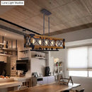 DecorBites™ Industrial Wood Rectangular Island Chandelier Light for Living Room Decor
