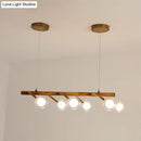 DecorBites™ Industrial Wooden Chandelier – Branching Drop Pendant, 6/8 Head, Brown with Modo Clear Glass Shade for Dining Hall or Island