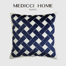 Decorbites intersecting geometric navy & white cushion cover living room