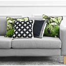 Decorbites intersecting geometric navy & white cushion cover living room