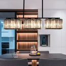DecorBites™ Island Chandelier - Contemporary Cuboid Shade Crystal Pendant Light with Multiple Heads in Black