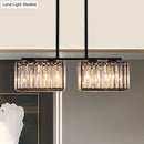 DecorBites™ Island Chandelier - Contemporary Cuboid Shade Crystal Pendant Light with Multiple Heads in Black