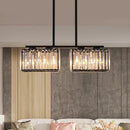 DecorBites™ Island Chandelier - Contemporary Cuboid Shade Crystal Pendant Light with Multiple Heads in Black