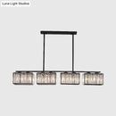 DecorBites™ Island Chandelier - Contemporary Cuboid Shade Crystal Pendant Light with Multiple Heads in Black